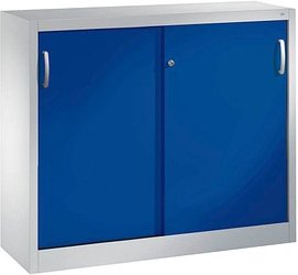CP Schiebetürenschrank C 2000 Acurado, 2046-00 S10100 lichtgrau, enzianblau 2 Fachböden 120,0 x 40,0 x 97,5 cm