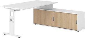 HAMMERBACHER OSE16SB höhenverstellbarer Schreibtisch weiß rechteckig, T-Fuß-Gestell weiß 160,0 x 80,0 cm