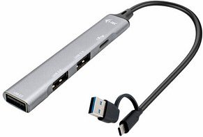 i-tec® USB-Hub USB-A/USB-C Metal 4-fach grau