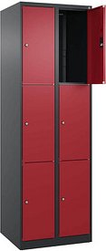 CP Schließfachschrank Classic Plus rubinrot, schwarzgrau 080000-203 S10034, 6 Schließfächer 60,0 x 50,0 x 185,0 cm