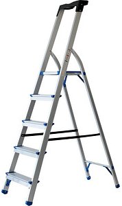 pavo Stehleiter einseitig silber 5 Stufen, H: 159,0 cm