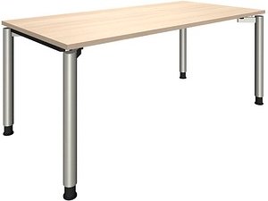 Thumbnail - fm fastline höhenverstellbarer Schreibtisch akazie rechteckig, 4-Fuß-Gestell silber 160,0 x 80,0 cm