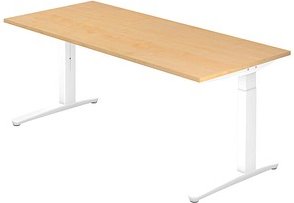 HAMMERBACHER VXB19 höhenverstellbarer Schreibtisch ahorn rechteckig, C-Fuß-Gestell weiß 180,0 x 80,0 cm
