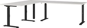 GERMANIA Agenda Office Schreibtisch lichtgrau L-Form, C-Fuß-Gestell schwarz 200,0 x 240,0 cm