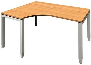 fm Sidney höhenverstellbarer Schreibtisch buche Bogenform, 4-Fuß-Gestell Quadratrohr silber 160,0 x 80,0 cm