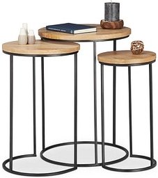 Thumbnail - relaxdays Beistelltische-Set rund Holz braun, 3 St.