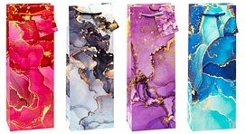 Thumbnail - 12 TSI Geschenktüten für Flaschen MARMOR blau, rot, helllila, dunkellila 12,0 x 36,0 cm