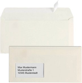 tecno Briefumschläge colors DIN lang+ mit Fenster hellchamois haftklebend 25 St.