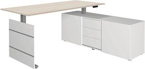 Kerkmann Move 3 elektrisch höhenverstellbarer Schreibtisch ahorn, weiß rechteckig, Wangen-Gestell silber 180,0 x 80,0 cm