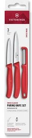 VICTORINOX Küchenmesser + Sparschäler Swiss Classic silber, rot glatt, 1 Set