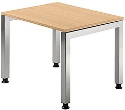 HAMMERBACHER Prokura höhenverstellbarer Schreibtisch buche rechteckig, 4-Fuß-Gestell silber 80,0 x 80,0 cm
