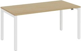 fm Catro Schreibtisch akazie, verkehrsweiß rechteckig, 4-Fuß-Gestell weiß 200,0 x 80,0 cm