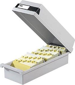 HAN Karteikasten DIN A7 für 1.300 Karteikarten grau mit Deckel