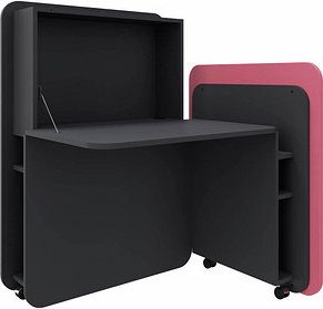 fm FLATup Sekretär graphit/ rose rechteckig, schwarz 107,0 x 41,5 - 91,0 cm