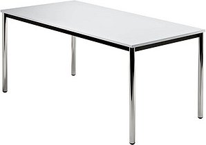 HAMMERBACHER Konferenztisch VDR16 lichtgrau rechteckig, Rundrohr chrom, 160,0 x 80,0 x 72,0 cm