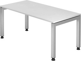 HAMMERBACHER Prokura höhenverstellbarer Schreibtisch weiß rechteckig, 4-Fuß-Gestell silber 160,0 x 80,0 cm