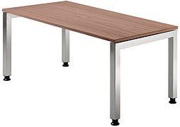 HAMMERBACHER Prokura höhenverstellbarer Schreibtisch nussbaum rechteckig, 4-Fuß-Gestell silber 160,0 x 80,0 cm