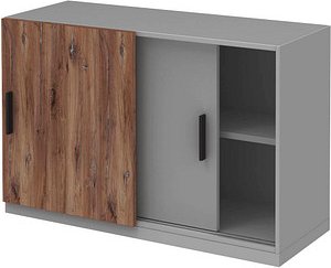 Thumbnail - röhr Schiebetürenschrank quantum, 180/2D6/6120-85-R1 grau, eiche 1 Fachboden 120,0 x 41,9 x 76,5 cm