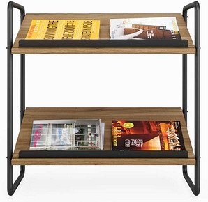 Prospektständer meet by Paperflow Modell F, aus Spanholz und Stahl, 2 Ablagen