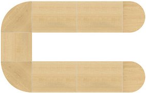 HAMMERBACHER Konferenztisch ahorn oval, Rundrohr chrom, 380,0 x 240,0 x 72,0 - 74,0 cm