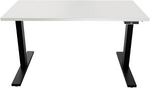 BISLEY E-WonderTech elektrisch höhenverstellbarer Schreibtisch weiß rechteckig, T-Fuß-Gestell schwarz 120,0 x 60,0 cm