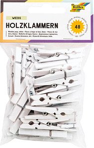 folia Holzklammern weiß 48 St.
