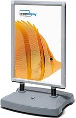 Thumbnail - Showdown® Displays Kundenstopper Windtalker silber DIN A0 2 Fächer 88,7 x 83,5 x 149,7 cm, 1 St.