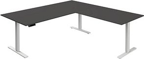 Thumbnail - Kerkmann Move 3 elektrisch höhenverstellbarer Schreibtisch anthrazit L-Form, T-Fuß-Gestell weiß 200,0 x 100,0 cm