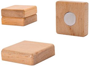 SIGEL Magnete braun, Holz 3,3 x 3,3 x 0,9 cm, 4 St.