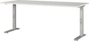 GERMANIA Agenda Office höhenverstellbarer Schreibtisch lichtgrau rechteckig, C-Fuß-Gestell silber 180,0 x 80,0 cm
