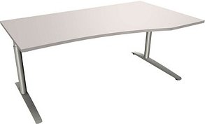fm fastline höhenverstellbarer Schreibtisch lichtgrau Bogenform, C-Fuß-Gestell silber 180,0 x 80,0/100,0 cm
