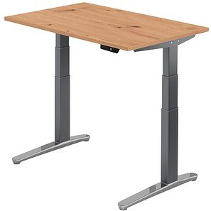 HAMMERBACHER VXBHM12 elektrisch höhenverstellbarer Schreibtisch asteiche rechteckig, C-Fuß-Gestell grau 120,0 x 80,0 cm