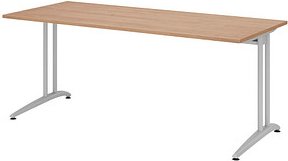 HAMMERBACHER BS19 Schreibtisch nussbaum rechteckig, C-Fuß-Gestell silber 180,0 x 80,0 cm