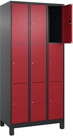CP Schließfachschrank Classic Plus rubinrot, schwarzgrau 080010-303 S10034, 9 Schließfächer 90,0 x 50,0 x 195,0 cm