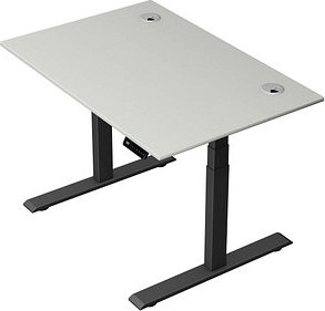Kerkmann Move 2 Plus elektrisch höhenverstellbarer Schreibtisch lichtgrau rechteckig, T-Fuß-Gestell anthrazit 120,0 x 80...