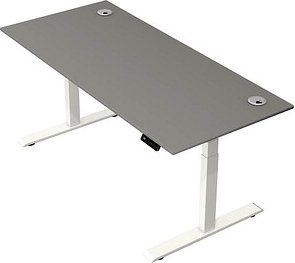 Thumbnail - Kerkmann Move 2 Plus elektrisch höhenverstellbarer Schreibtisch grafit rechteckig, T-Fuß-Gestell weiß 180,0 x 80,0 cm