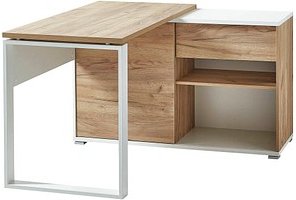 Thumbnail - GERMANIA Lioni Schreibtisch weiß, eiche rechteckig, O-Fuß-Gestell weiß 120,0 x 117,0 cm