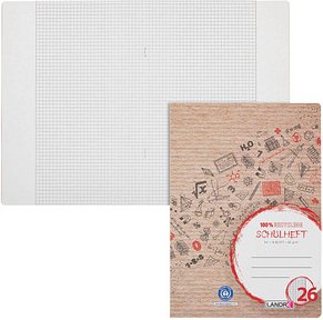 LANDRÉ® Schulheft Recycling Lineatur 26 kariert DIN A4 Außenrand, 16 Blatt, 1 St.