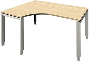 fm Sidney höhenverstellbarer Schreibtisch königsahorn Bogenform, 4-Fuß-Gestell Quadratrohr silber 160,0 x 80,0 cm