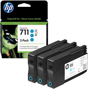 HP 711 (CZ134A) cyan Druckerpatronen, 3er-Set
