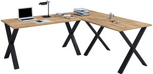 VCM my office Lona Schreibtisch honig-eiche rechteckig, X-Fuß-Gestell schwarz 190,0 x 80,0 cm