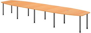 HAMMERBACHER Konferenztisch KT52C buche Tonnenform, Rundrohr grau, 520,0 x 85,0/130,0 x 72,0 - 74,0 cm