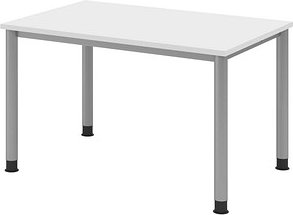 HAMMERBACHER HS12 höhenverstellbarer Schreibtisch weiß rechteckig, 4-Fuß-Gestell silber 120,0 x 80,0 cm