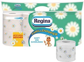Regina Toilettenpapier Kamillenpapier 3-lagig, 8 Rollen