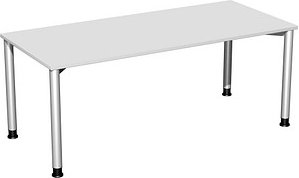 Thumbnail - geramöbel Flex höhenverstellbarer Schreibtisch lichtgrau, silber rechteckig, 4-Fuß-Gestell silber 180,0 x 80,0 cm