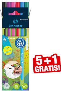 Thumbnail - 5 + 1 GRATIS: Schneider Line-Up Fineliner farbsortiert 0,4 mm, 5 St. + GRATIS 1 Fineliner