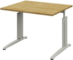 röhr Techno höhenverstellbarer Schreibtisch hickory-eiche rechteckig, C-Fuß-Gestell silber 120,0 x 80,0 cm