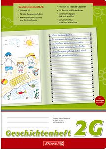 BRUNNEN Geschichtenheft Lineatur 2G liniert DIN A4 ohne Rand, 16 Blatt