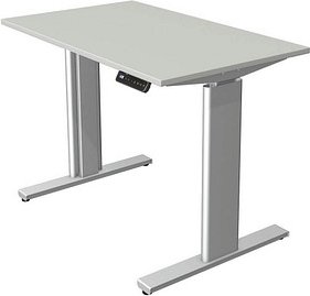 Thumbnail - Kerkmann Move 3 tube elektrisch höhenverstellbarer Schreibtisch lichtgrau rechteckig, T-Fuß-Gestell silber 100,0 x 60,0 ...