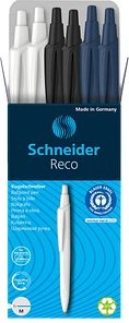 Schneider Kugelschreiber Reco farbsortiert, Schreibfarbe: blau, 6 St.